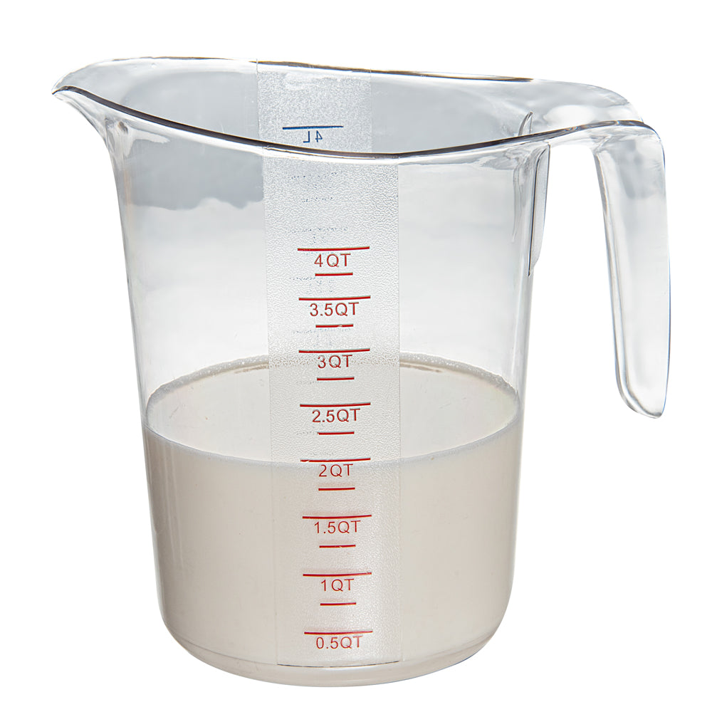 Chef 101 4 qt (16 cups) Clear Plastic Measuring Cup - 9 1/2" x 7 1/4" x 9 1/2" - 10 count box