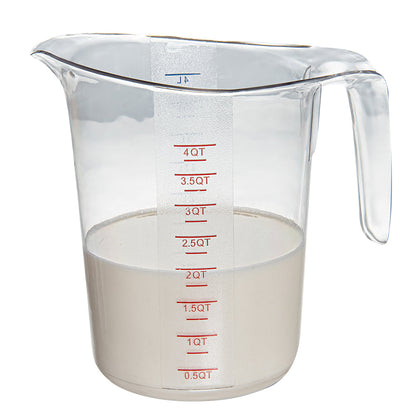 Chef 101 4 qt (16 cups) Clear Plastic Measuring Cup - 9 1/2" x 7 1/4" x 9 1/2" - 10 count box