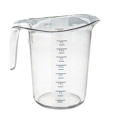 Chef 101 4 qt (16 cups) Clear Plastic Measuring Cup - 9 1/2" x 7 1/4" x 9 1/2" - 10 count box