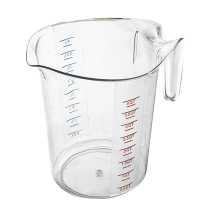Chef 101 4 qt (16 cups) Clear Plastic Measuring Cup - 9 1/2" x 7 1/4" x 9 1/2" - 10 count box