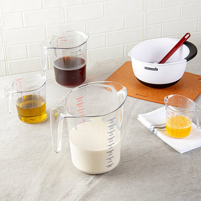 Chef 101 4 qt (16 cups) Clear Plastic Measuring Cup - 9 1/2" x 7 1/4" x 9 1/2" - 10 count box