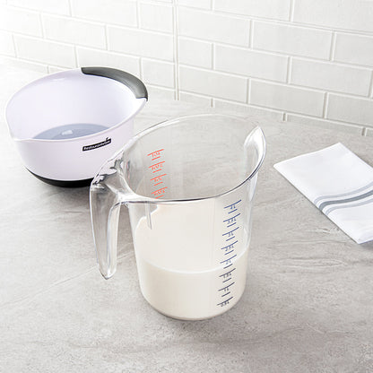 Chef 101 4 qt (16 cups) Clear Plastic Measuring Cup - 9 1/2" x 7 1/4" x 9 1/2" - 10 count box