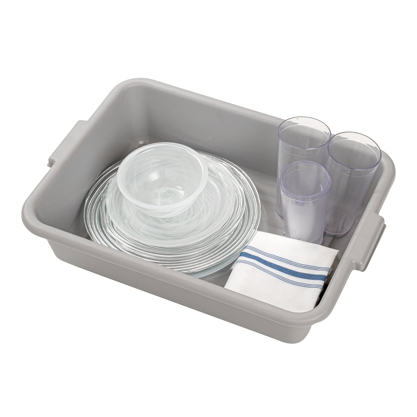 RW Clean Gray Plastic Bus Tub - Easy Grip - 20" x 15" x 5" - 1 count box