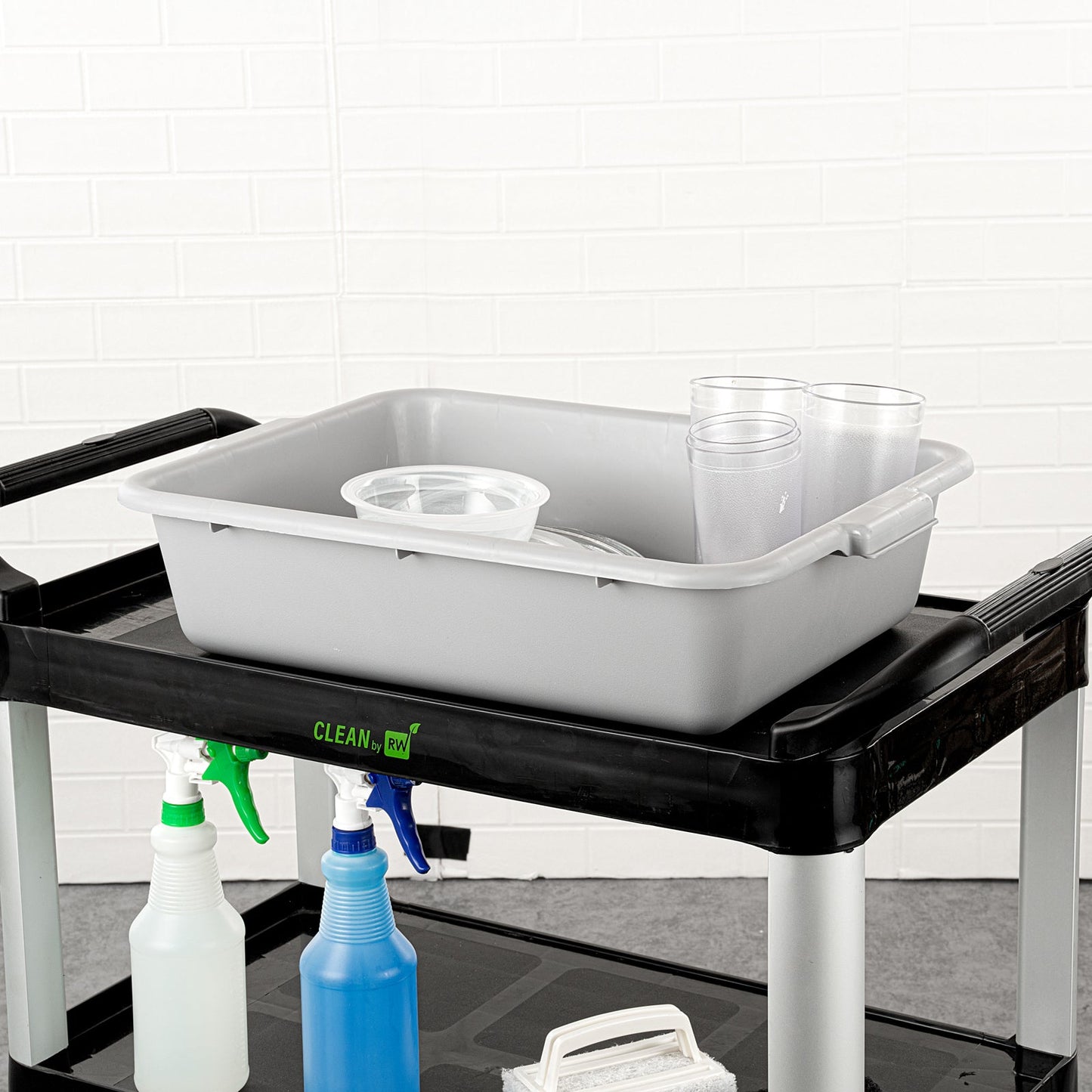 RW Clean Gray Plastic Bus Tub - Easy Grip - 20" x 15" x 5" - 1 count box