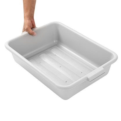 RW Clean White Plastic Bus Tub - Easy Grip - 20" x 15" x 5" - 10 count box