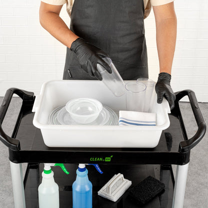 RW Clean White Plastic Bus Tub - Easy Grip - 20" x 15" x 5" - 10 count box