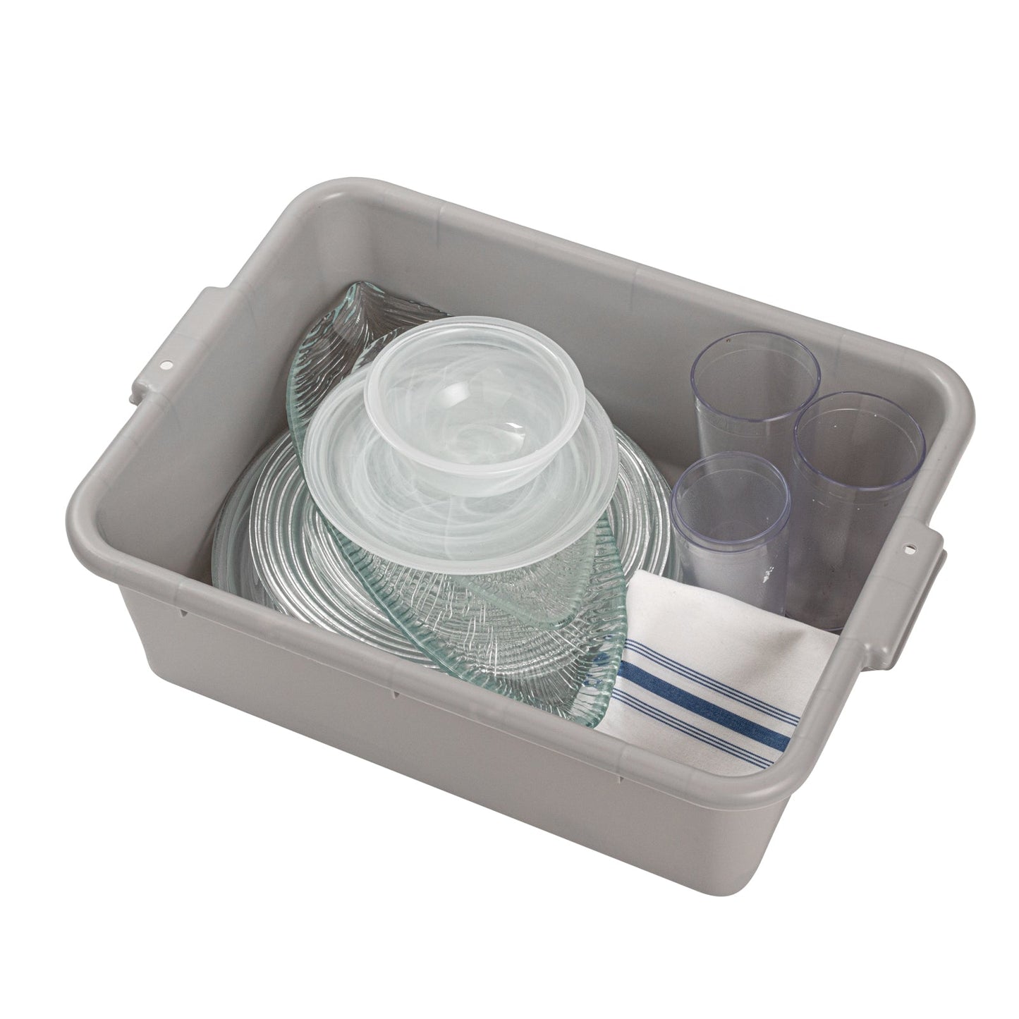 RW Clean Gray Plastic Bus Tub - Deep, Easy Grip - 20" x 15" x 7" - 1 count box