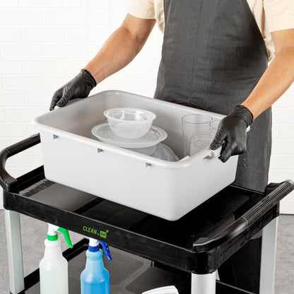 RW Clean Gray Plastic Bus Tub - Deep, Easy Grip - 20" x 15" x 7" - 1 count box