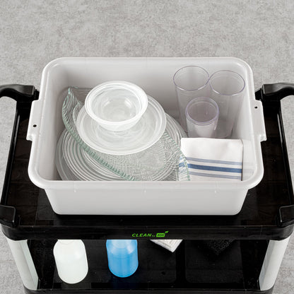RW Clean Gray Plastic Bus Tub - Deep, Easy Grip - 20" x 15" x 7" - 1 count box