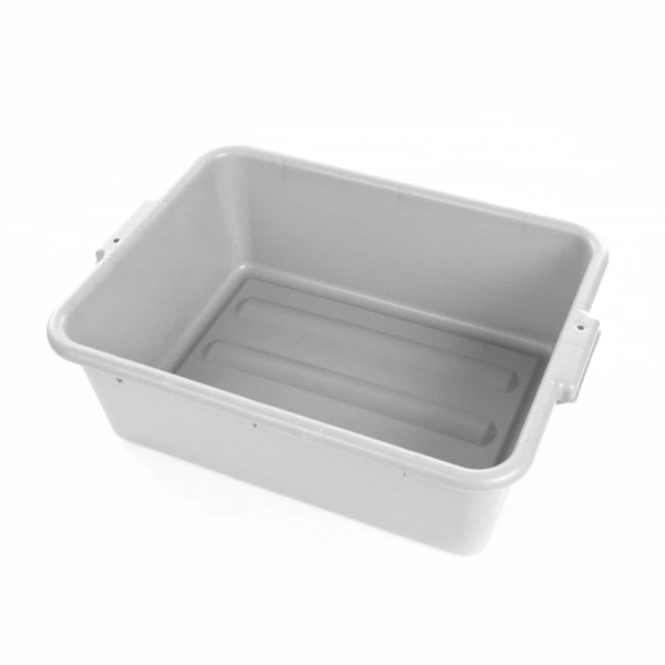 RW Clean Gray Plastic Bus Tub - Deep, Easy Grip - 20" x 15" x 7" - 10 count box