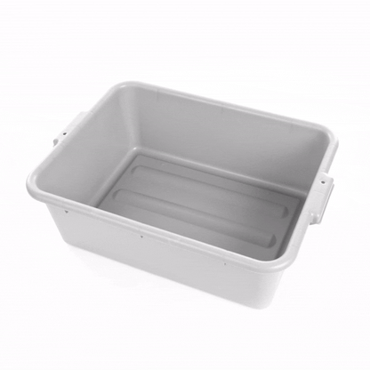 RW Clean Gray Plastic Bus Tub - Deep, Easy Grip - 20" x 15" x 7" - 10 count box