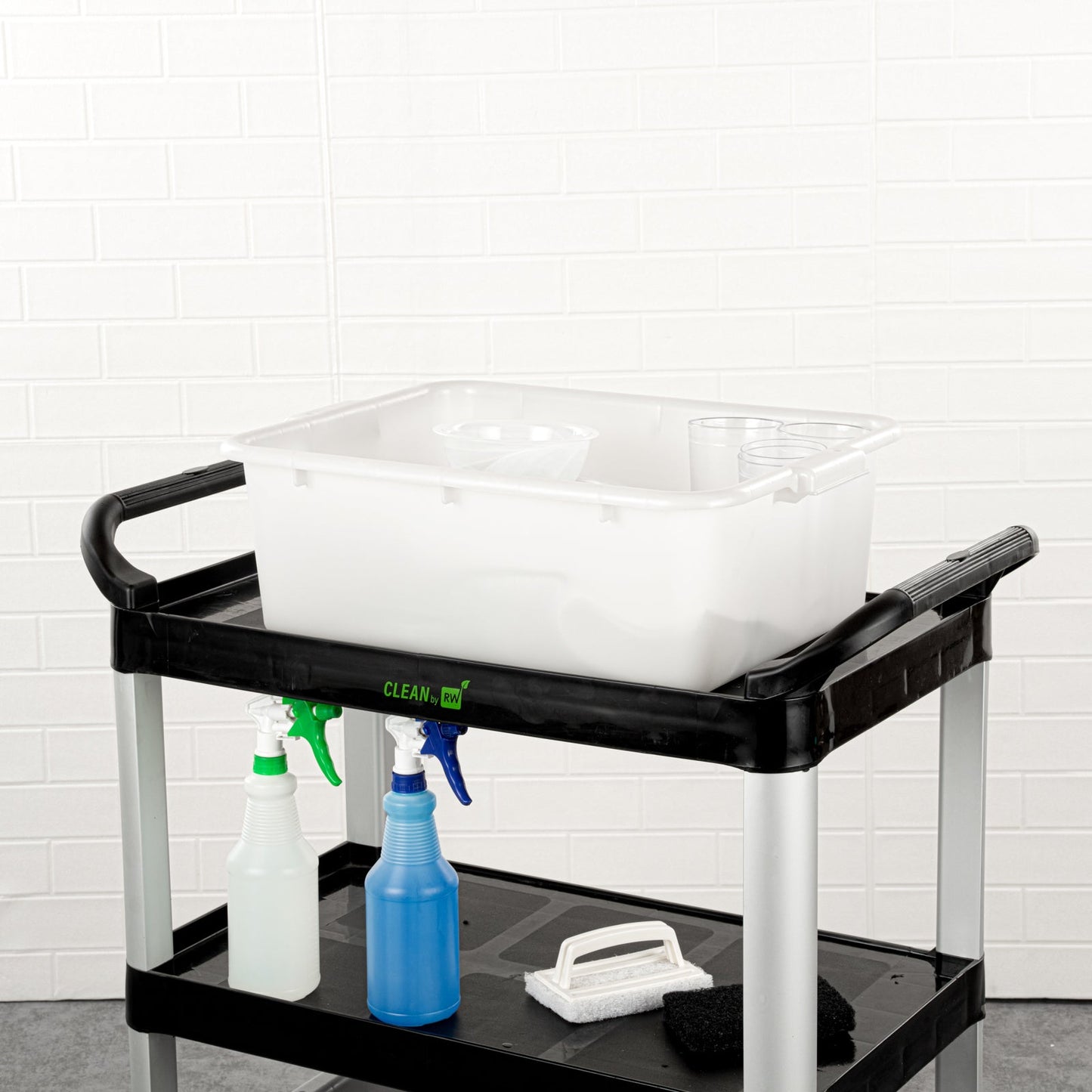 RW Clean White Plastic Bus Tub - Deep, Easy Grip - 20" x 15" x 7" - 1 count box