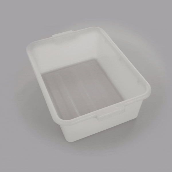 RW Clean White Plastic Bus Tub - Deep, Easy Grip - 20" x 15" x 7" - 10 count box