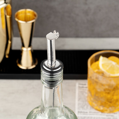 Bar Lux Stainless Steel Liquor Pourer - with Flip Cap - 4 1/4" x 1" x 1" - 1 count box