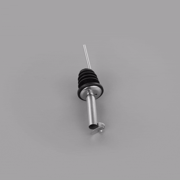 Bar Lux Stainless Steel Liquor Pourer - with Flip Cap - 4 1/4" x 1" x 1" - 10 count box