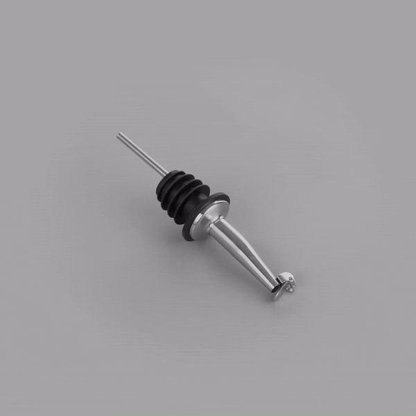 Bar Lux Stainless Steel Tapered Liquor Pourer - with Flip Cap - 4 1/4" x 1" x 1" - 1 count box