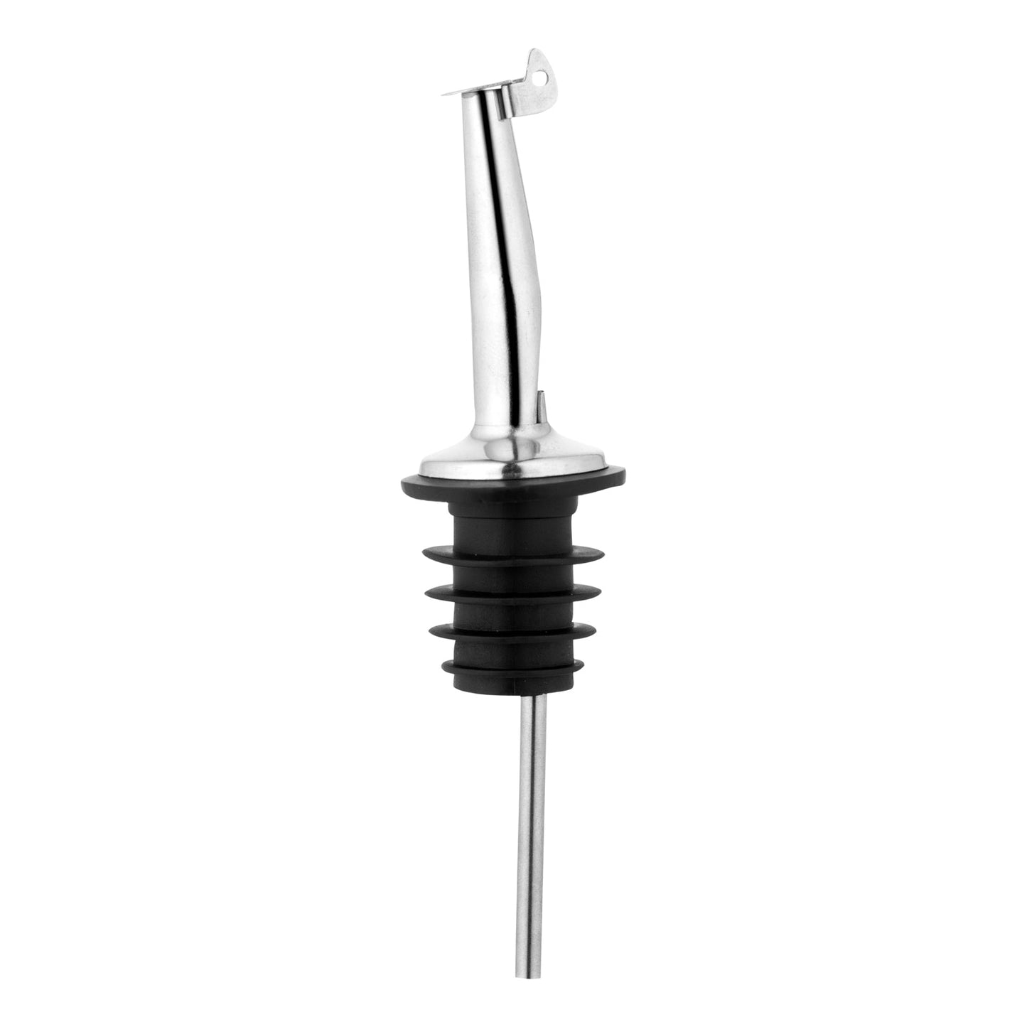 Bar Lux Stainless Steel Tapered Liquor Pourer - with Flip Cap - 4 1/4" x 1" x 1" - 1 count box