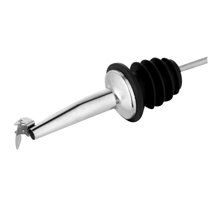 Bar Lux Stainless Steel Tapered Liquor Pourer - with Flip Cap - 4 1/4" x 1" x 1" - 1 count box