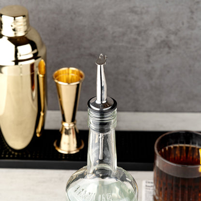 Bar Lux Stainless Steel Tapered Liquor Pourer - with Flip Cap - 4 1/4" x 1" x 1" - 10 count box