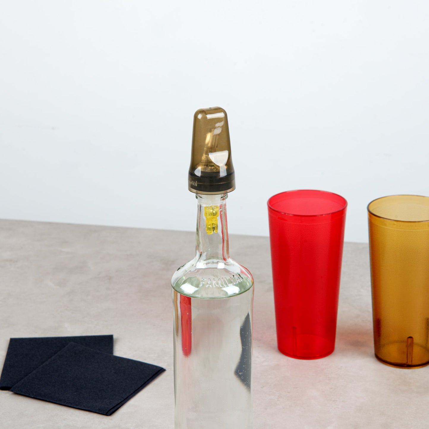 Bar Lux Translucent Plastic Liquor Pourer Cover - Universal - 1 3/4" x 1 3/4" x 3" - 10 count box