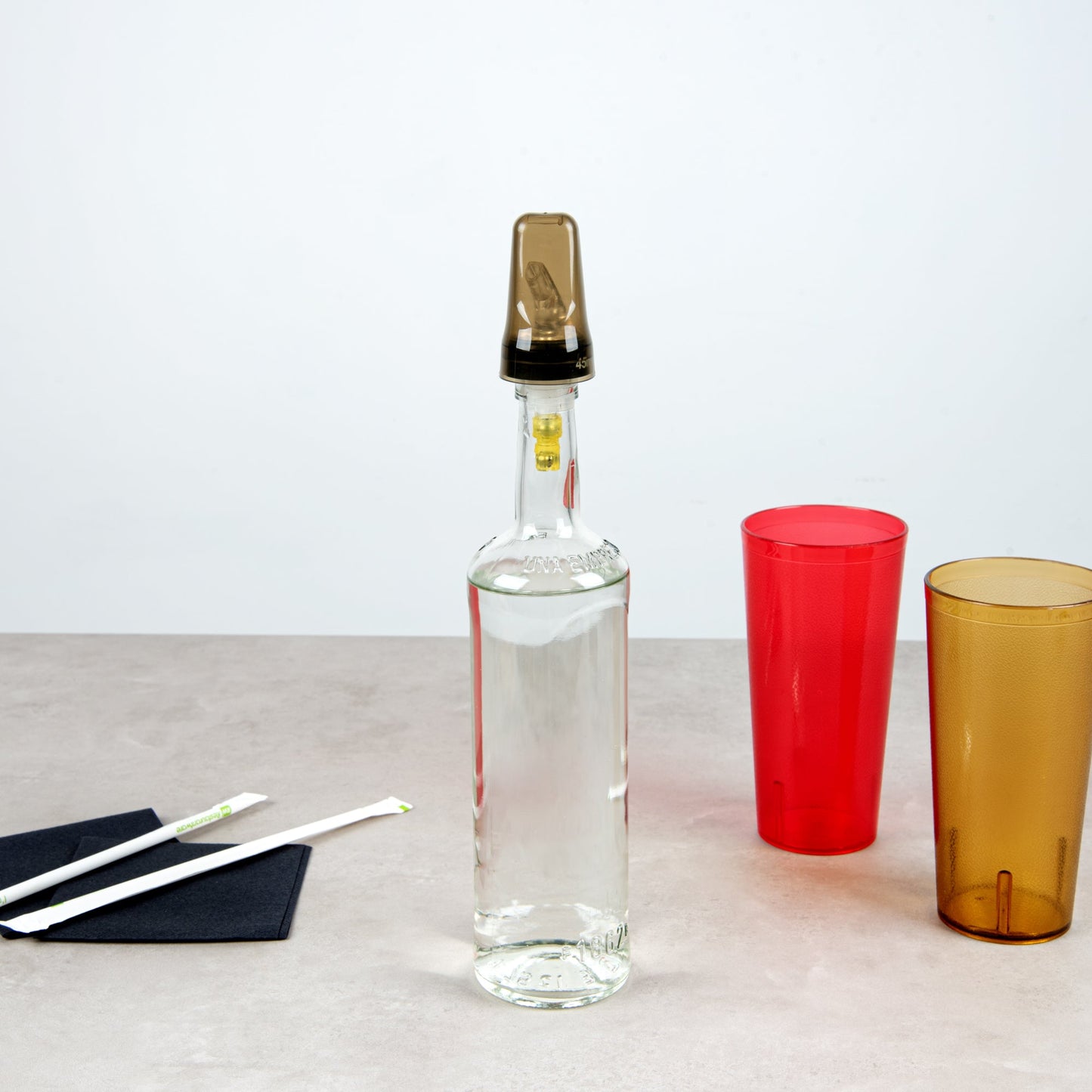 Bar Lux Translucent Plastic Liquor Pourer Cover - Universal - 1 3/4" x 1 3/4" x 3" - 100 count box