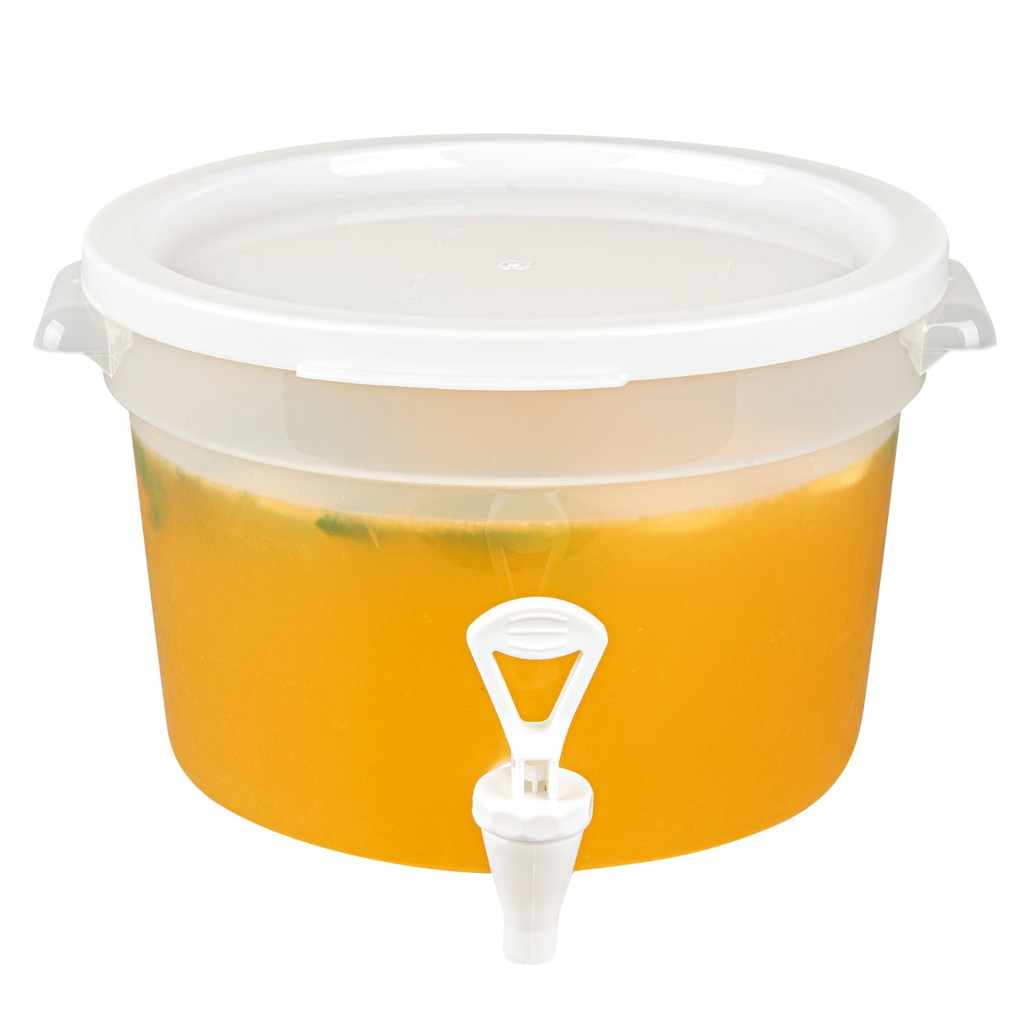 Bev Tek 3 gal Round Clear Plastic Beverage Dispenser - 12 1/2" x 12 1/2" x 8 3/4" - 1 count box