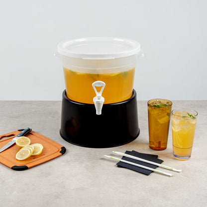 Bev Tek 3 gal Round Clear Plastic Beverage Dispenser - 12 1/2" x 12 1/2" x 8 3/4" - 1 count box