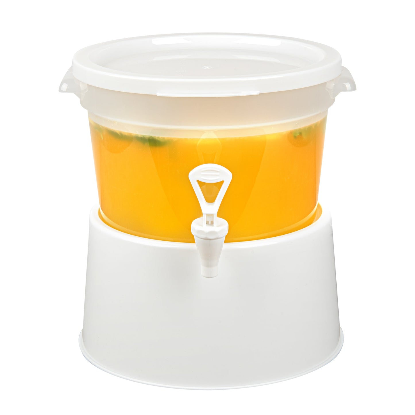 Bev Tek 3 gal Round Clear Plastic Beverage Dispenser - 12 1/2" x 12 1/2" x 8 3/4" - 4 count box