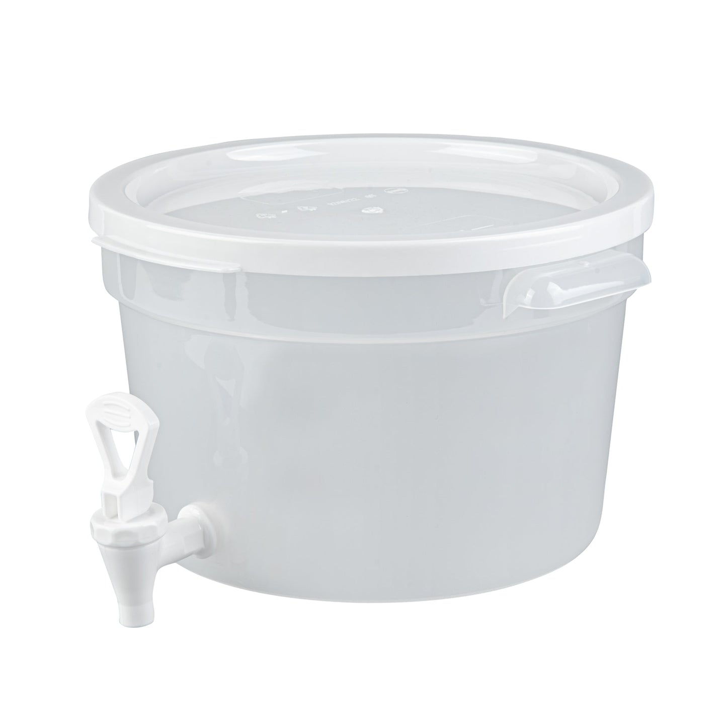 Bev Tek 3 gal Round Clear Plastic Beverage Dispenser - 12 1/2" x 12 1/2" x 8 3/4" - 4 count box