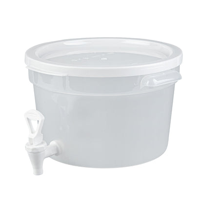 Bev Tek 3 gal Round Clear Plastic Beverage Dispenser - 12 1/2" x 12 1/2" x 8 3/4" - 4 count box