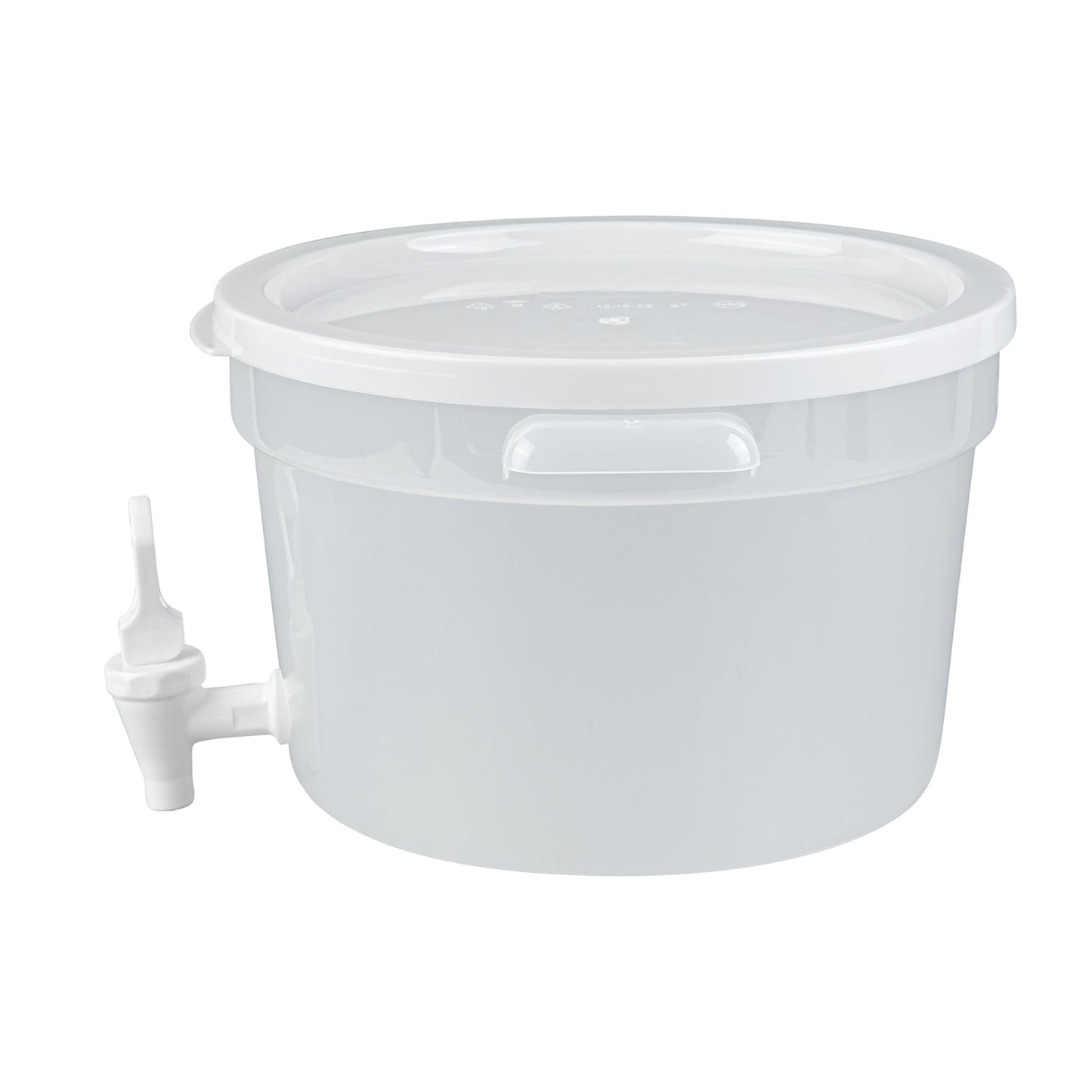 Bev Tek 3 gal Round Clear Plastic Beverage Dispenser - 12 1/2" x 12 1/2" x 8 3/4" - 4 count box
