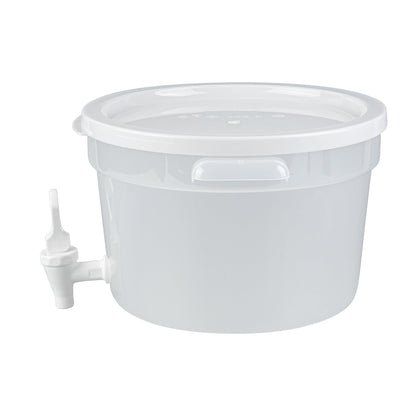 Bev Tek 3 gal Round Clear Plastic Beverage Dispenser - 12 1/2" x 12 1/2" x 8 3/4" - 4 count box
