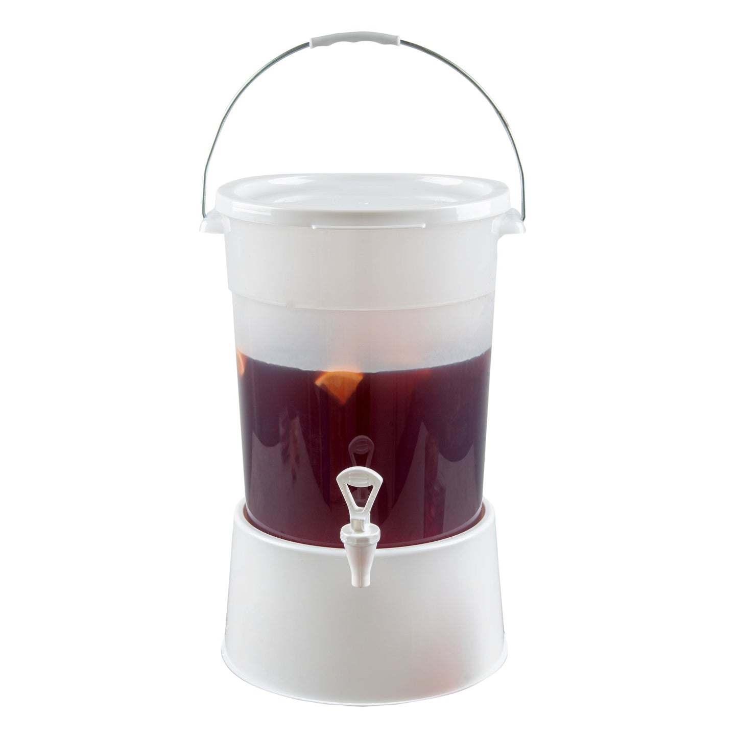 Bev Tek 6 gal Round Clear Plastic Beverage Dispenser - 12 1/4" x 12 1/4" x 15" - 4 count box