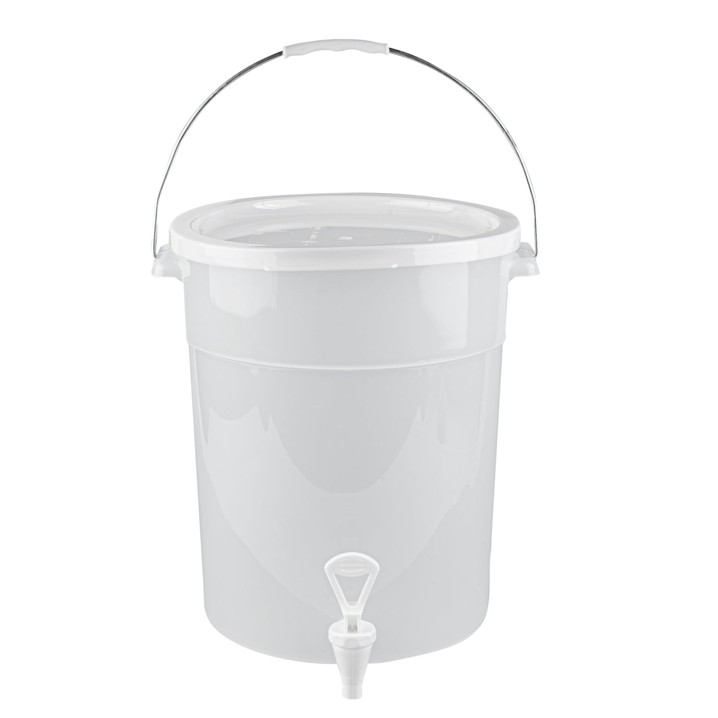 Bev Tek 6 gal Round Clear Plastic Beverage Dispenser - 12 1/4" x 12 1/4" x 15" - 4 count box