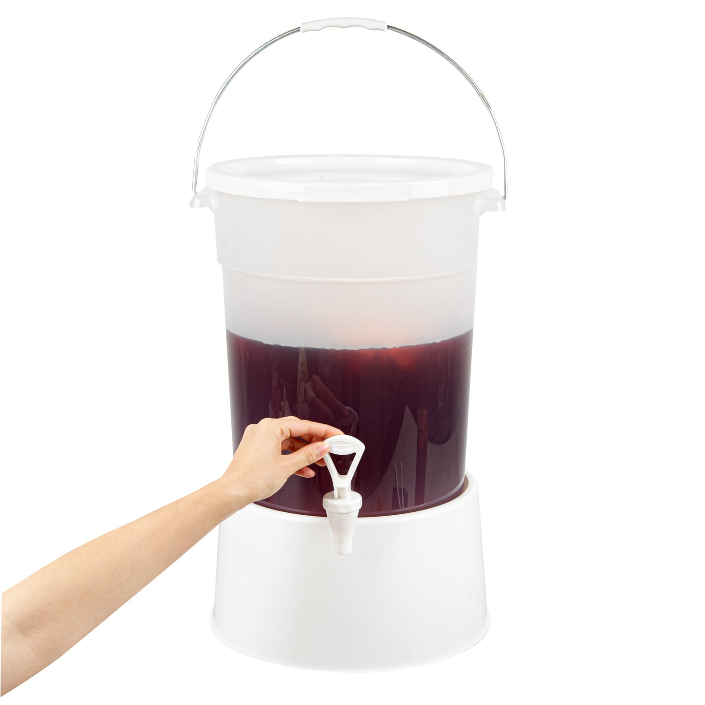 Bev Tek 6 gal Round Clear Plastic Beverage Dispenser - 12 1/4" x 12 1/4" x 15" - 4 count box