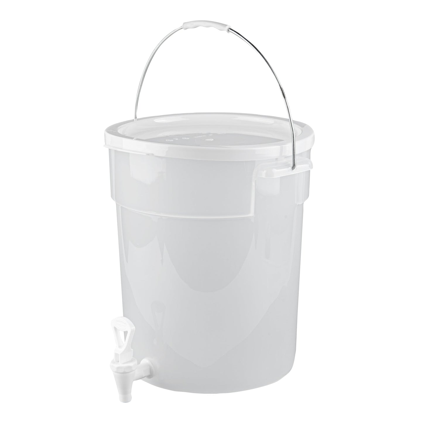 Bev Tek 6 gal Round Clear Plastic Beverage Dispenser - 12 1/4" x 12 1/4" x 15" - 4 count box