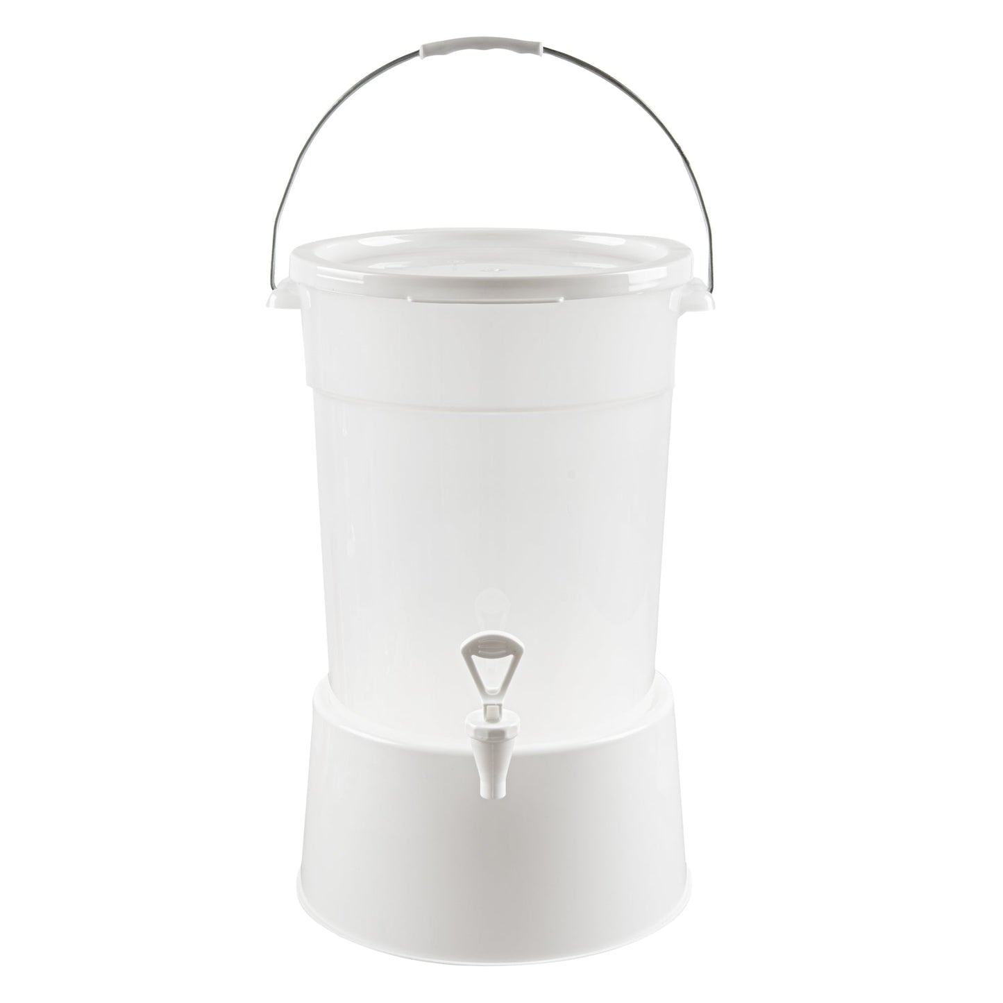 Bev Tek 6 gal Round Clear Plastic Beverage Dispenser - 12 1/4" x 12 1/4" x 15" - 4 count box