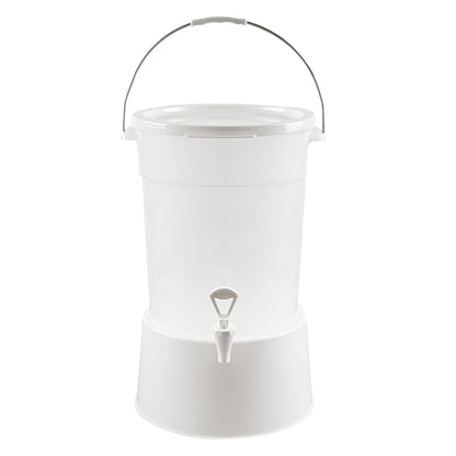 Bev Tek 6 gal Round Clear Plastic Beverage Dispenser - 12 1/4" x 12 1/4" x 15" - 4 count box