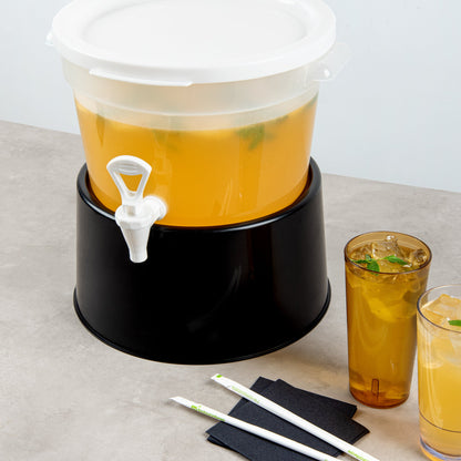 Bev Tek Round Black Plastic Beverage Dispenser Base - For 3 and 6 gal Dispenser - 10 1/2" x 10 1/2" x 6 1/2" - 1 count box
