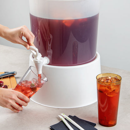 Bev Tek Round White Plastic Beverage Dispenser Base - For 3 and 6 gal Dispenser - 10 1/2" x 10 1/2" x 6 1/2" - 1 count box