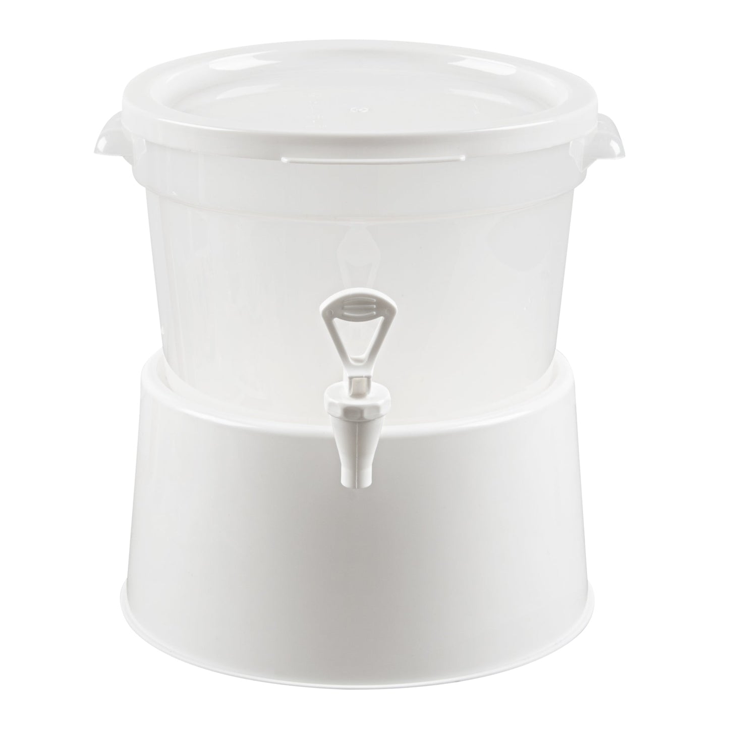 Bev Tek Round White Plastic Beverage Dispenser Base - For 3 and 6 gal Dispenser - 10 1/2" x 10 1/2" x 6 1/2" - 4 count box