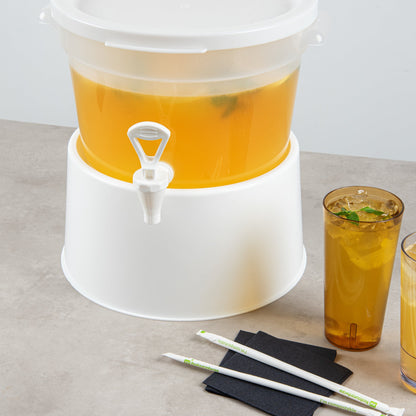 Bev Tek Round White Plastic Beverage Dispenser Base - For 3 and 6 gal Dispenser - 10 1/2" x 10 1/2" x 6 1/2" - 4 count box