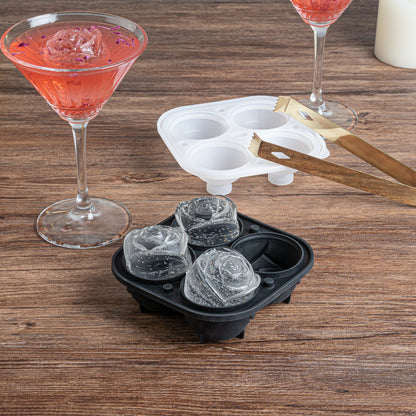 Bar Lux Black Silicone Ice Mold - 2" Rose, 4 Compartments - 1 count box