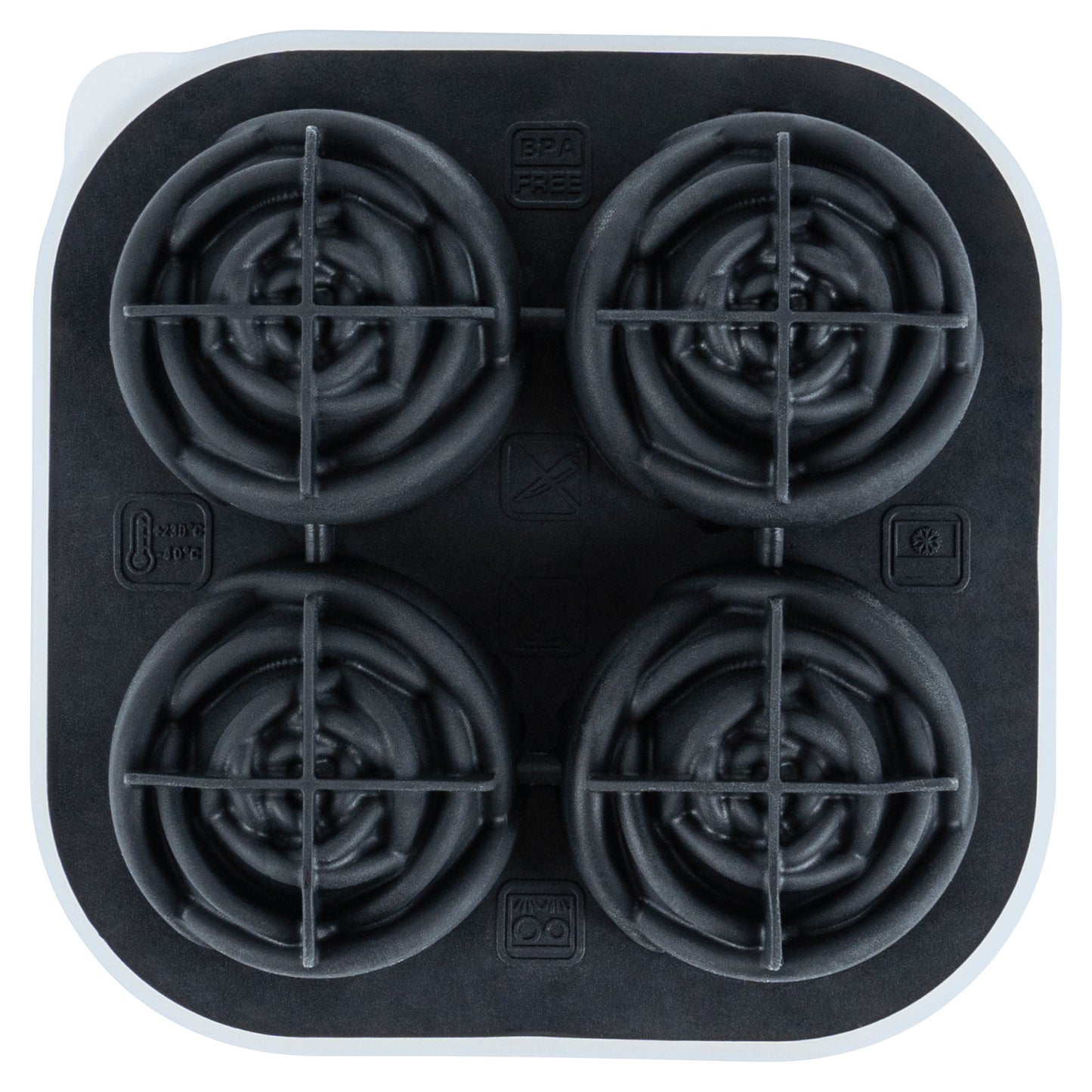 Bar Lux Black Silicone Ice Mold - 2" Rose, 4 Compartments - 1 count box