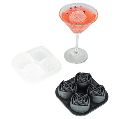 Bar Lux Black Silicone Ice Mold - 2" Rose, 4 Compartments - 1 count box