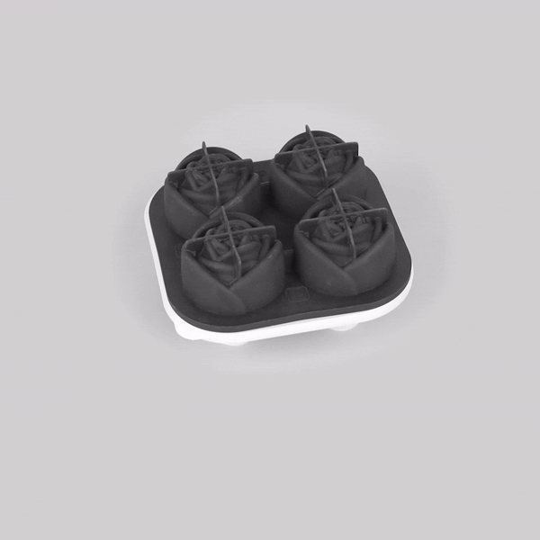 Bar Lux Black Silicone Ice Mold - 2" Rose, 4 Compartments - 1 count box