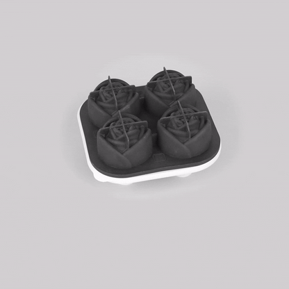 Bar Lux Black Silicone Ice Mold - 2" Rose, 4 Compartments - 1 count box