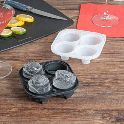 Bar Lux Black Silicone Ice Mold - 2" Rose, 4 Compartments - 1 count box