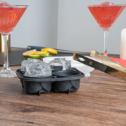 Bar Lux Black Silicone Ice Mold - 2" Rose, 4 Compartments - 1 count box