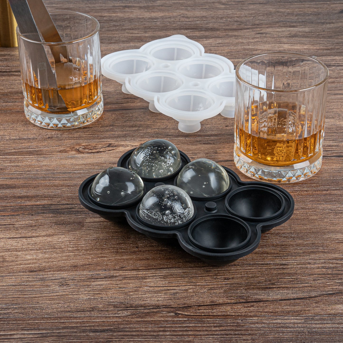 Bar Lux Black Silicone Ice Mold - 1 3/4" Sphere, 6 Compartments - 1 count box
